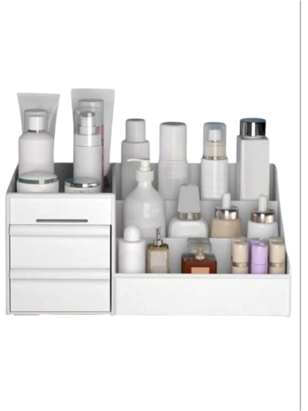 1pc White Drawer Cosmetic Storage Box, Makeup Organizer With Dividers